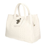 Ascoli Borsa a mano da donna Pelle stampata cocco 7718-BIANCO Gave Lux
