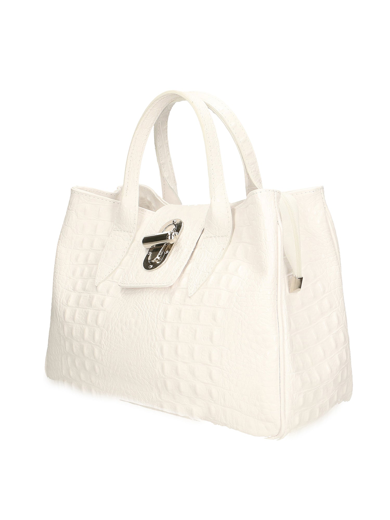 Ascoli Borsa a mano da donna Pelle stampata cocco 7718-BIANCO Gave Lux