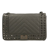 Bologna Borsa a spalla da donna Vera pelle 6590-GRIGIO GREY Gave Lux