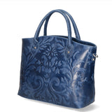 Enza Borsa a mano da donna Vera pelle 8007023FBG-012 BLU JEANS Gave Lux