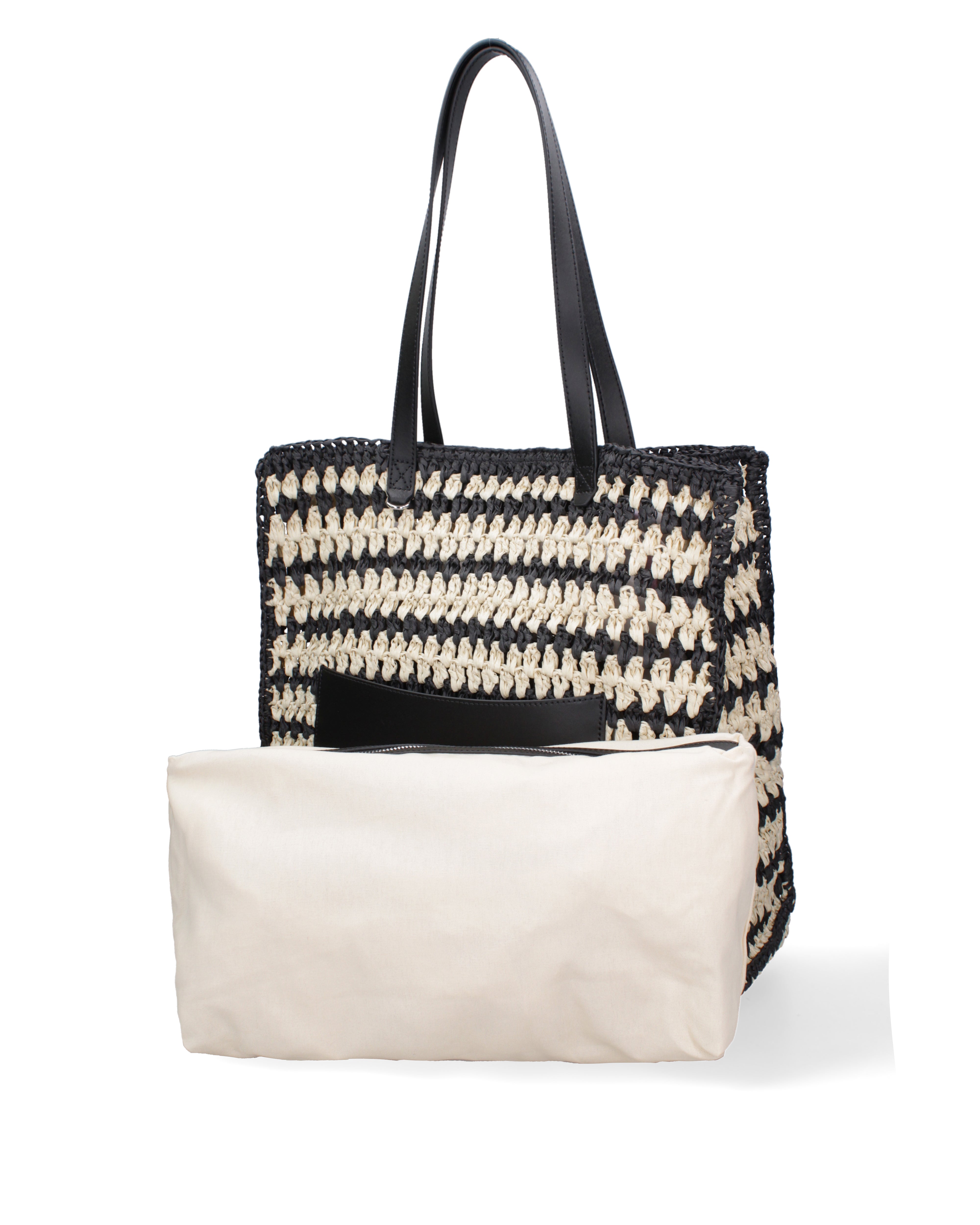 Borsa a spalla da donna Paglia intrecciata 07383-BLACK G12 Viola Castellani