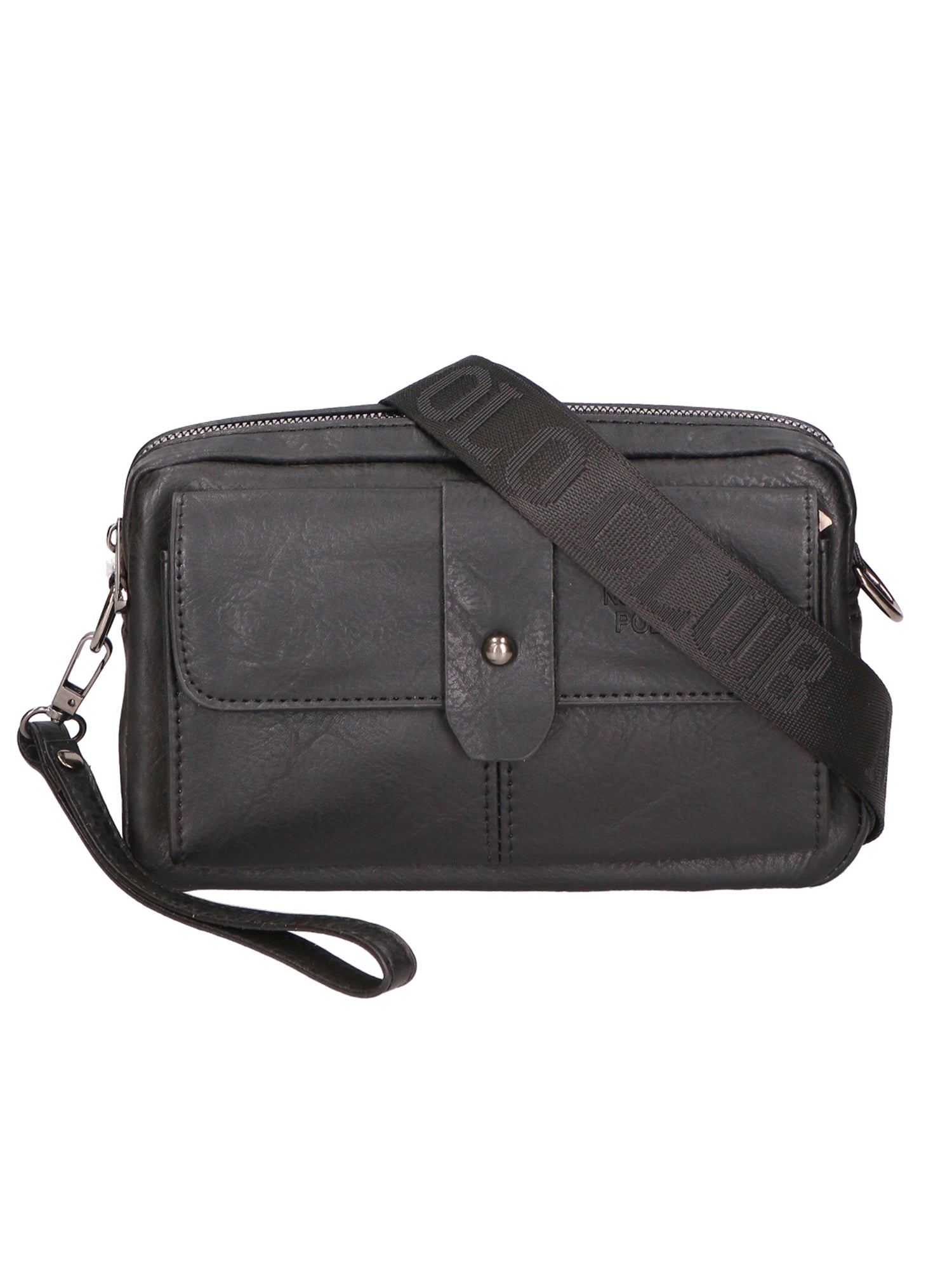Borsa a tracolla da uomo 100% pelle PU PCL3049-BLACK Northampton Polo Club