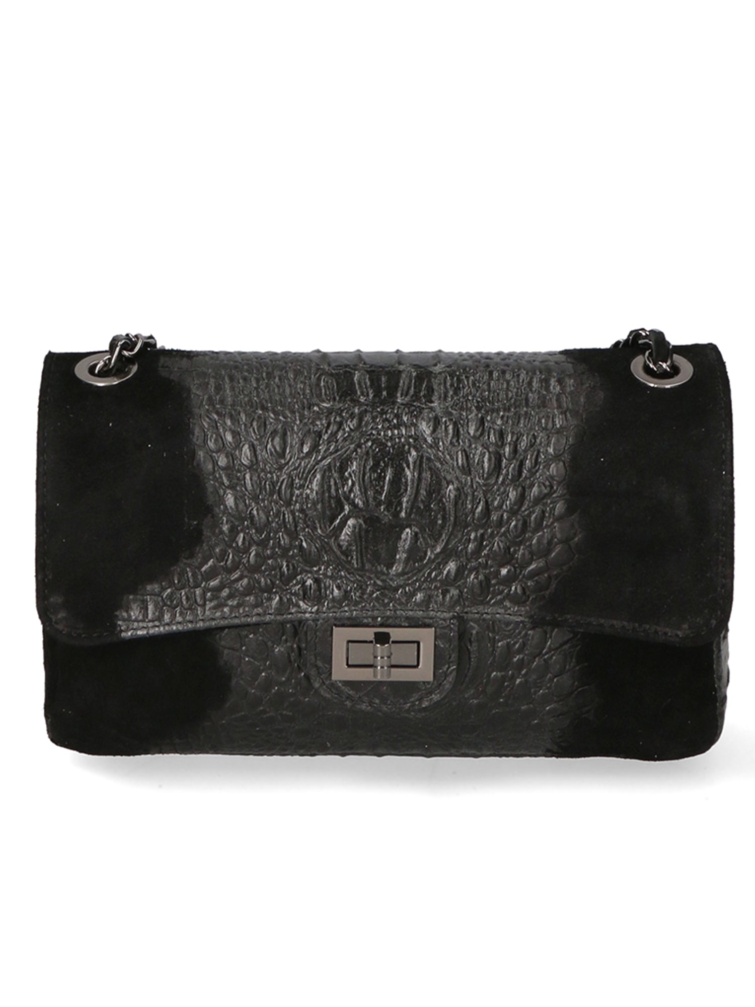 Edvige Borsa a spalla da donna Pelle Croco Stampata 80045-NERO Gave Lux
