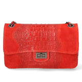 Edvige Borsa a spalla da donna Pelle Croco Stampata 80045-ROSSO RED Gave Lux