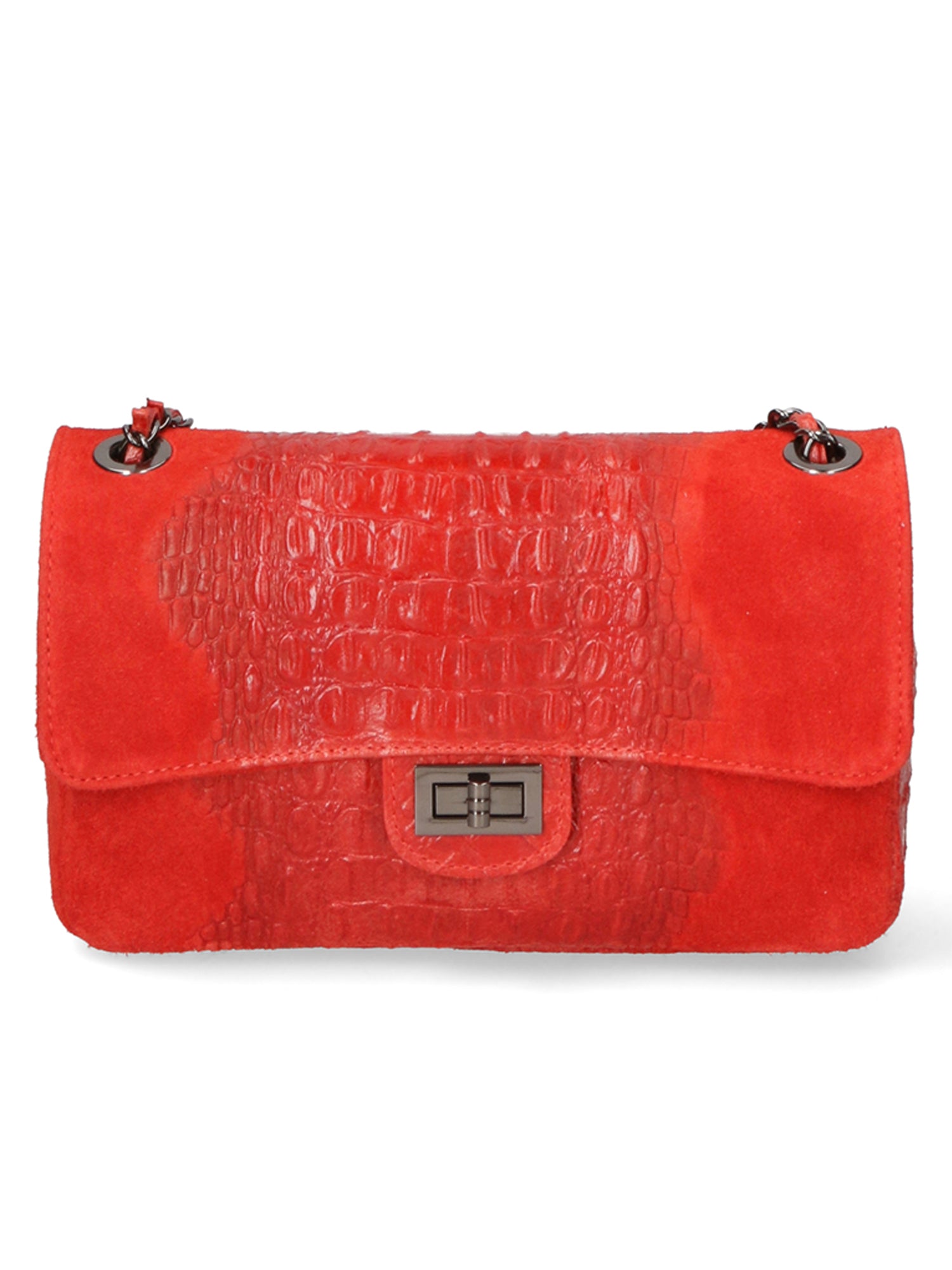 Edvige Borsa a spalla da donna Pelle Croco Stampata 80045-ROSSO RED Gave Lux