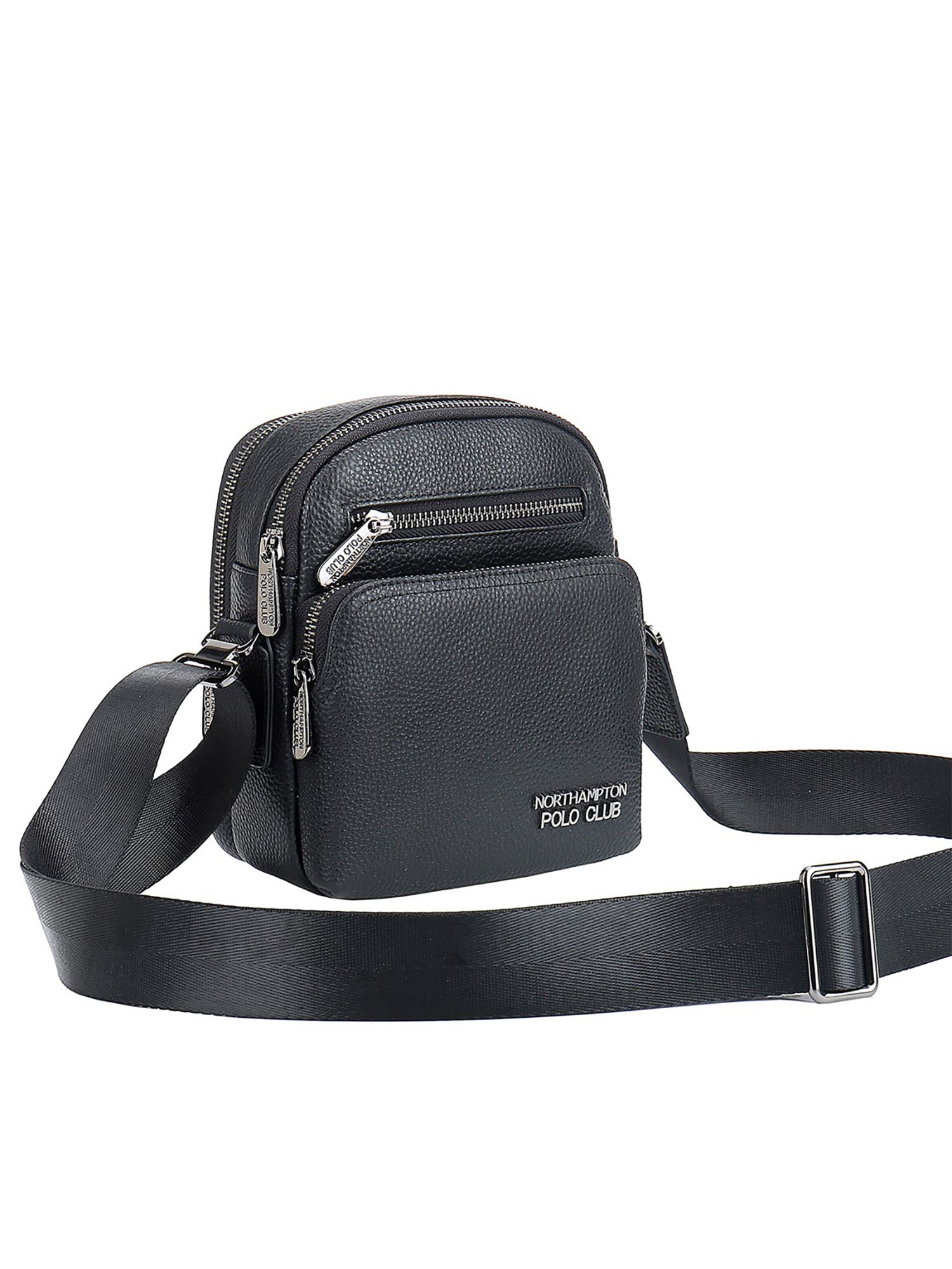 Borsa a tracolla uomo vera pelle Casual PC3335-NERO Northampton Polo Club