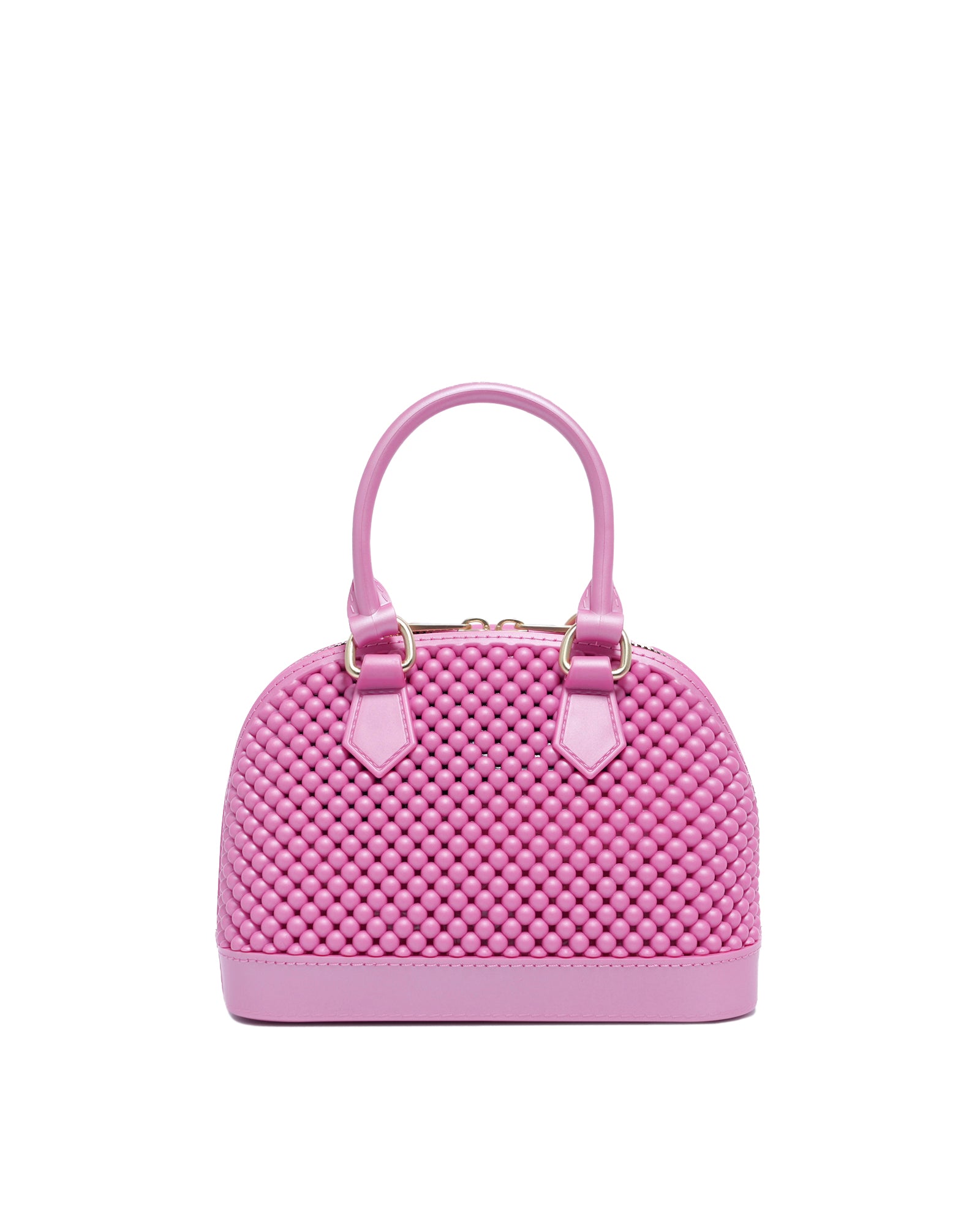 Borsa a mano da donna 100% Pvc FLAT XS BALL-AURORA PINK + OFF GOLD Marc Ellis