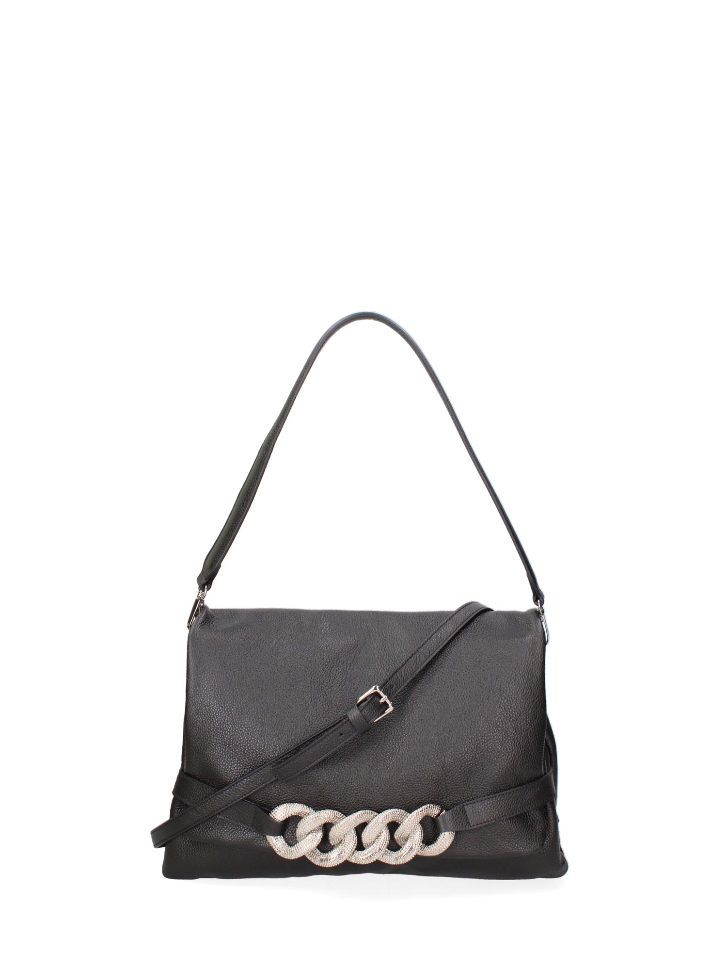 Borsa a spalla da donna 100% vera pelle JR-W-1160L-DO-BLACK + SILVER John Richmond