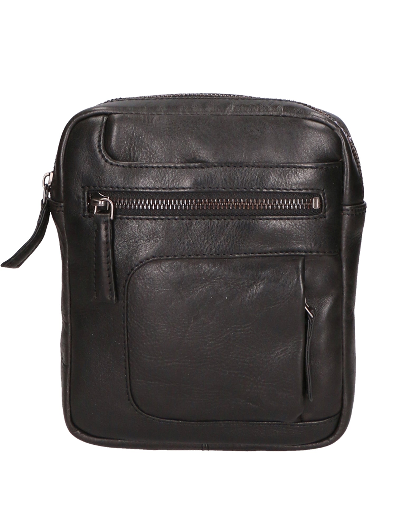 Borsa a tracolla unisex vera pelle 100% pelle di vacchetta SN5861347-BLACK Santini Firenze