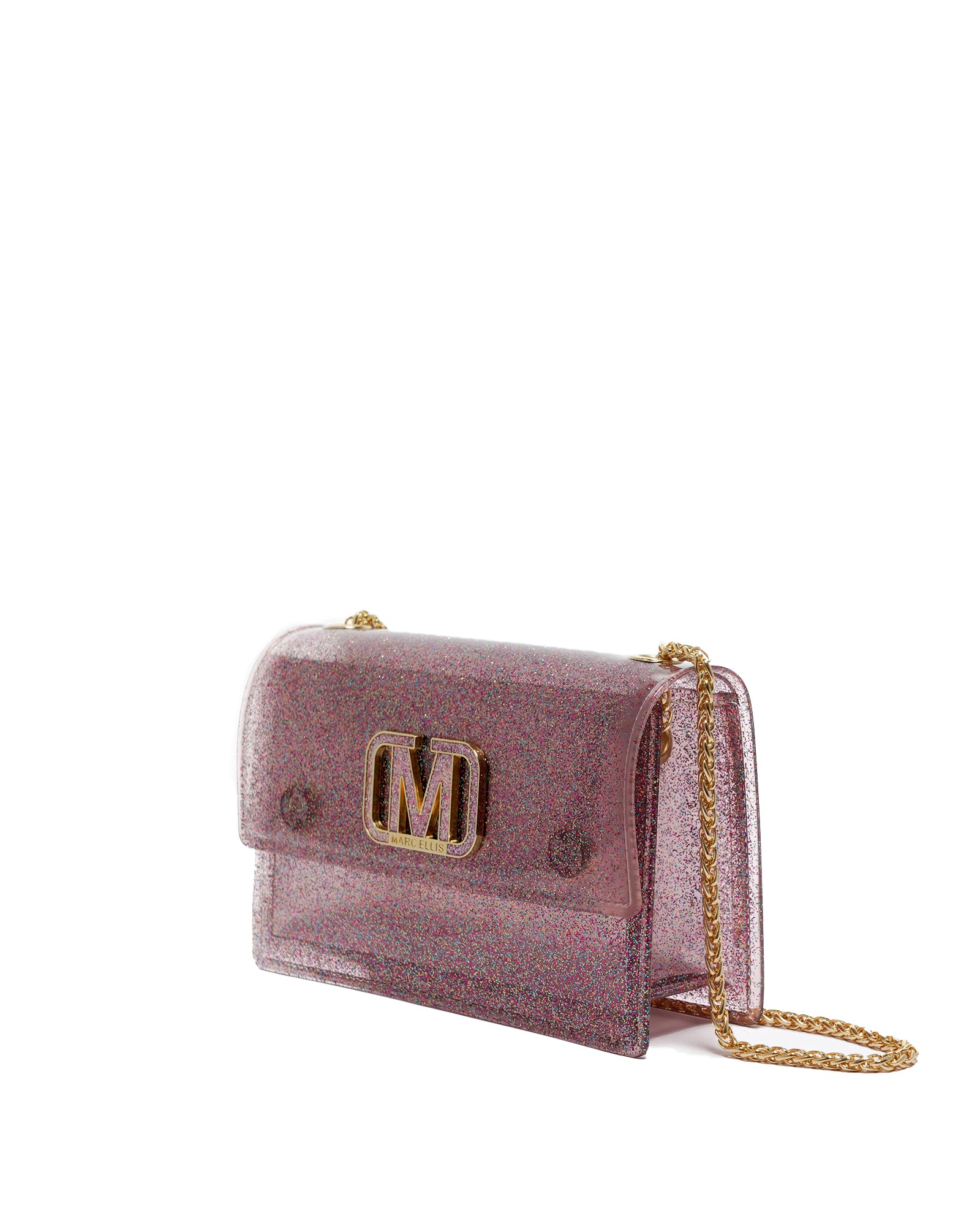 Borsa a mano da donna 100% Pvc FLAT SUPERMEE M-FUXIA STRASS Marc Ellis