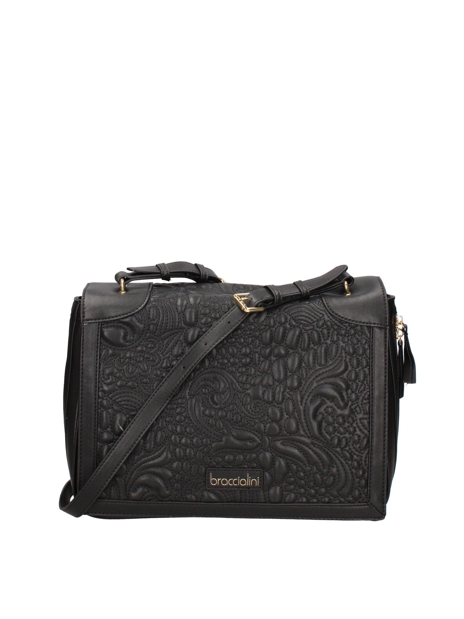 Idalia Elite Borsa a tracolla da donna 100% poliuretano B16891GR-NERO Braccialini