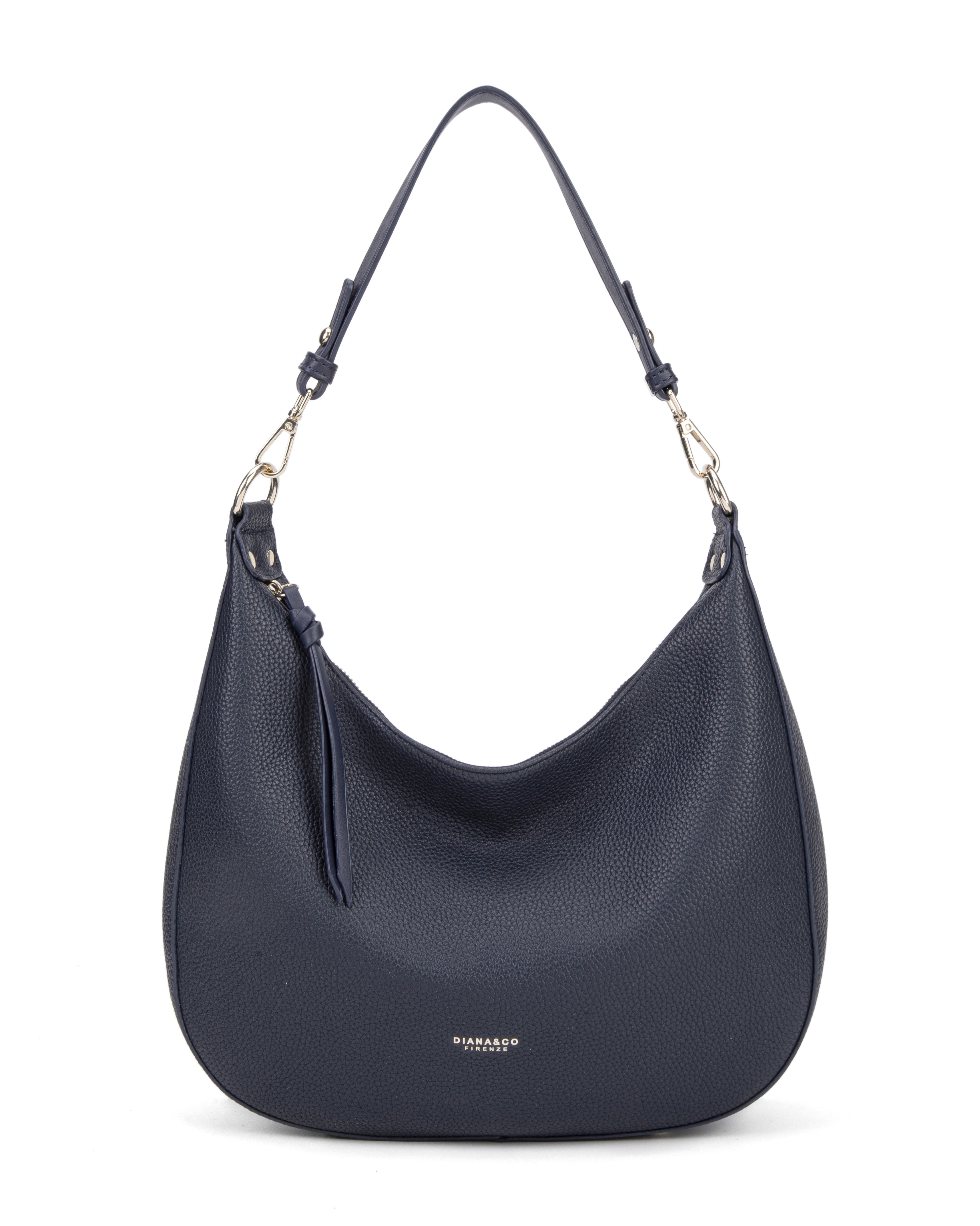 Borsa a spalla da donna 100% pelle vegana PU 715-1PT-NAVYBLUE Diana&co