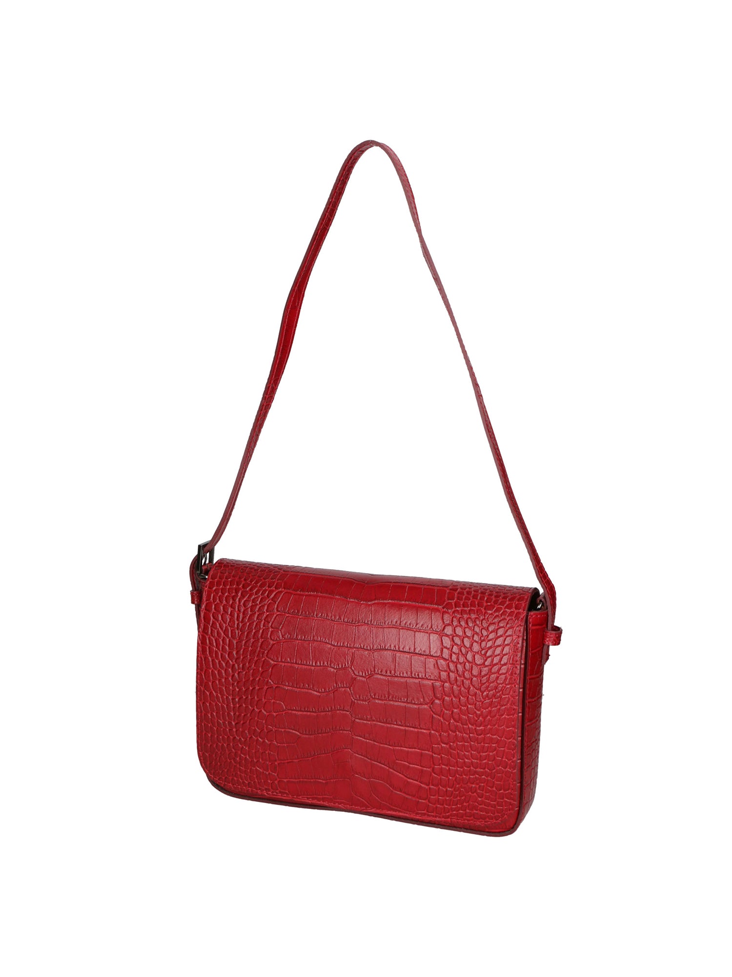 Azzurra Borsa a spalla da donna Vera pelle croco 05699-C10 ROSSO SCURO Gave Lux