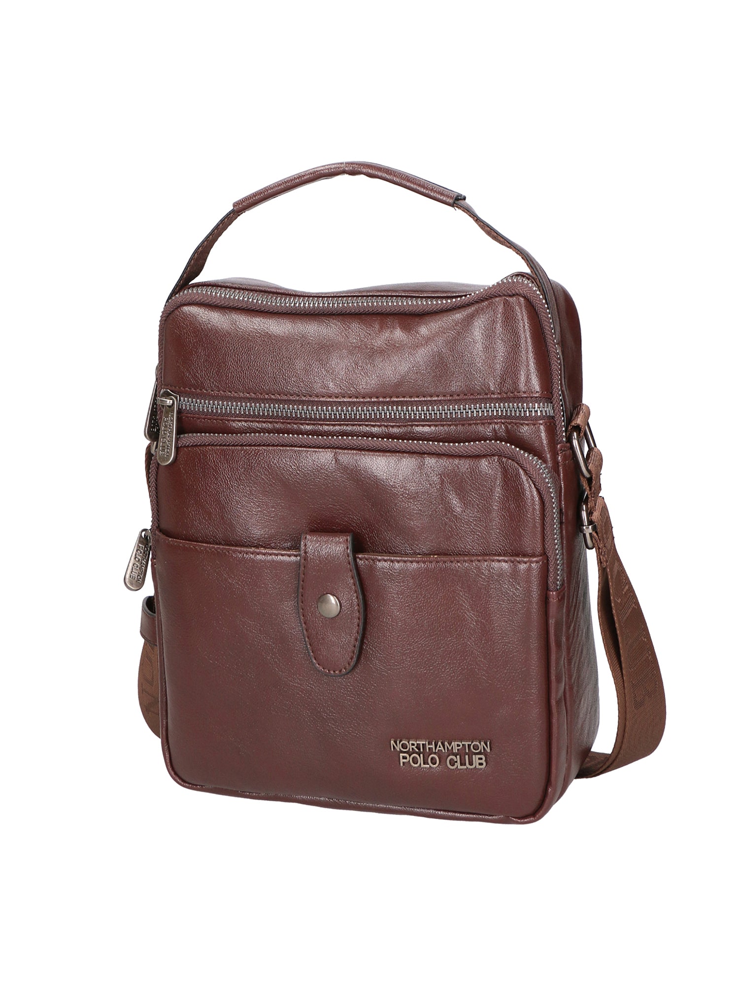 Borsa a tracolla uomo vegana 100% PU Leather PCL3101-COFFEE Northampton Polo Club