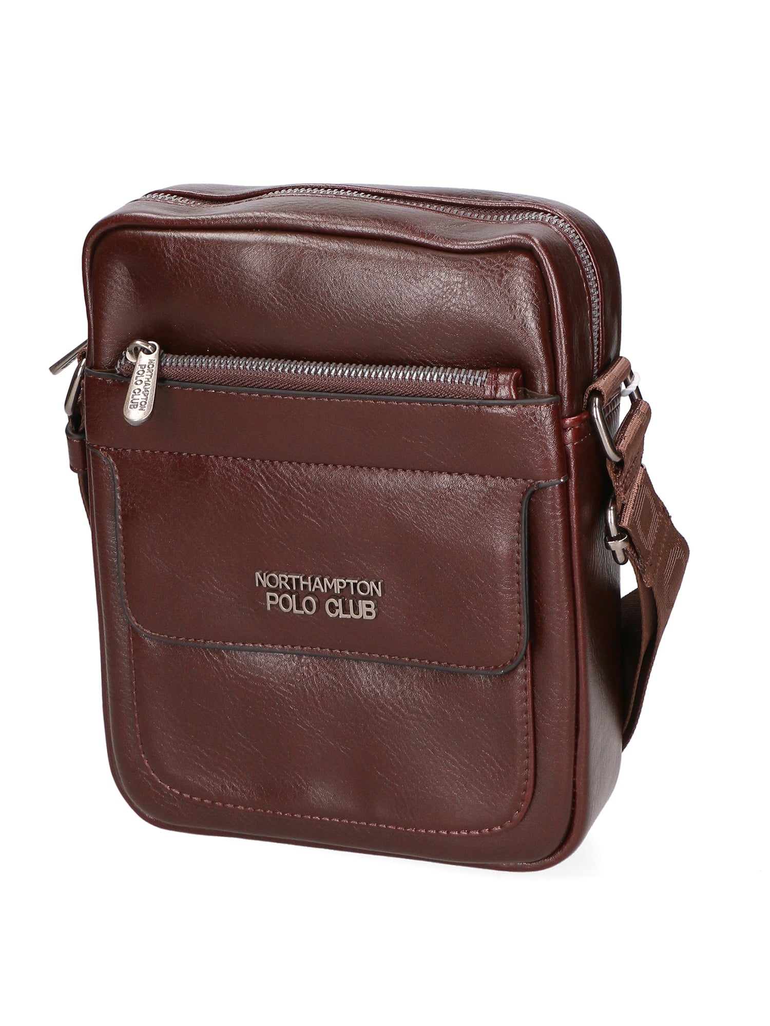 Borsa a tracolla uomo in pelle PU Casual PCL3082-BROWN Northampton Polo Club