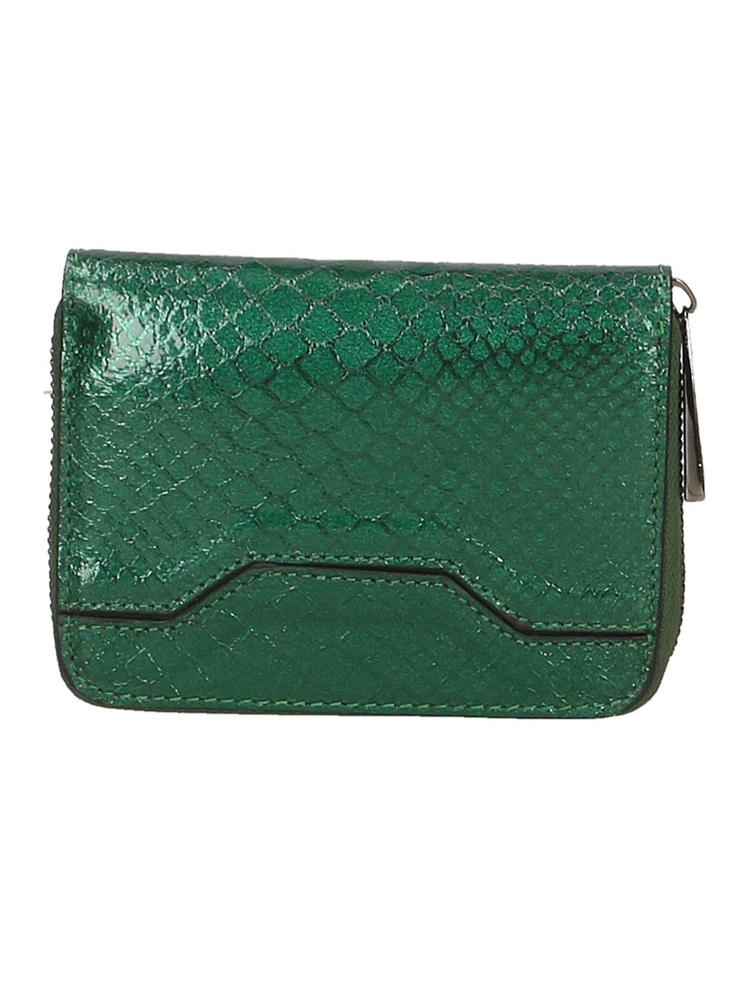 Nohemi Portafoglio donna vera pelle Zip 524072-VERDE GREEN Gave Lux