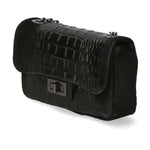 Camilla Borsa a tracolla da donna Pelle scamosciata croco 10029-NERO Gave Lux