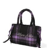 Borsa a mano da donna 100% lana e tessuto BUBY-TARTAN-M-DARK MAUVE Marc Ellis