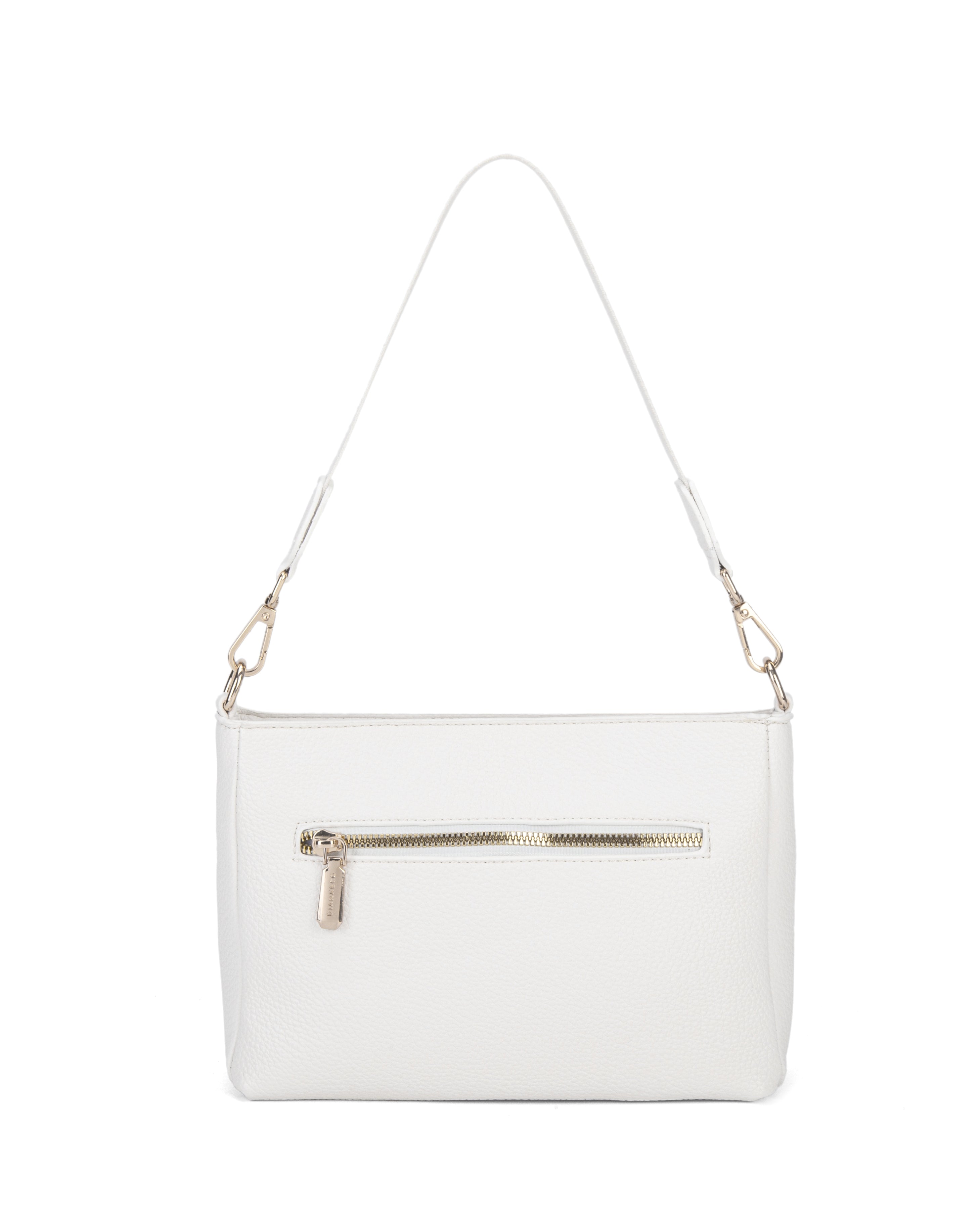 Borsa a spalla da donna 100% pelle vegana PU 703-1PT-WHITE Diana&co