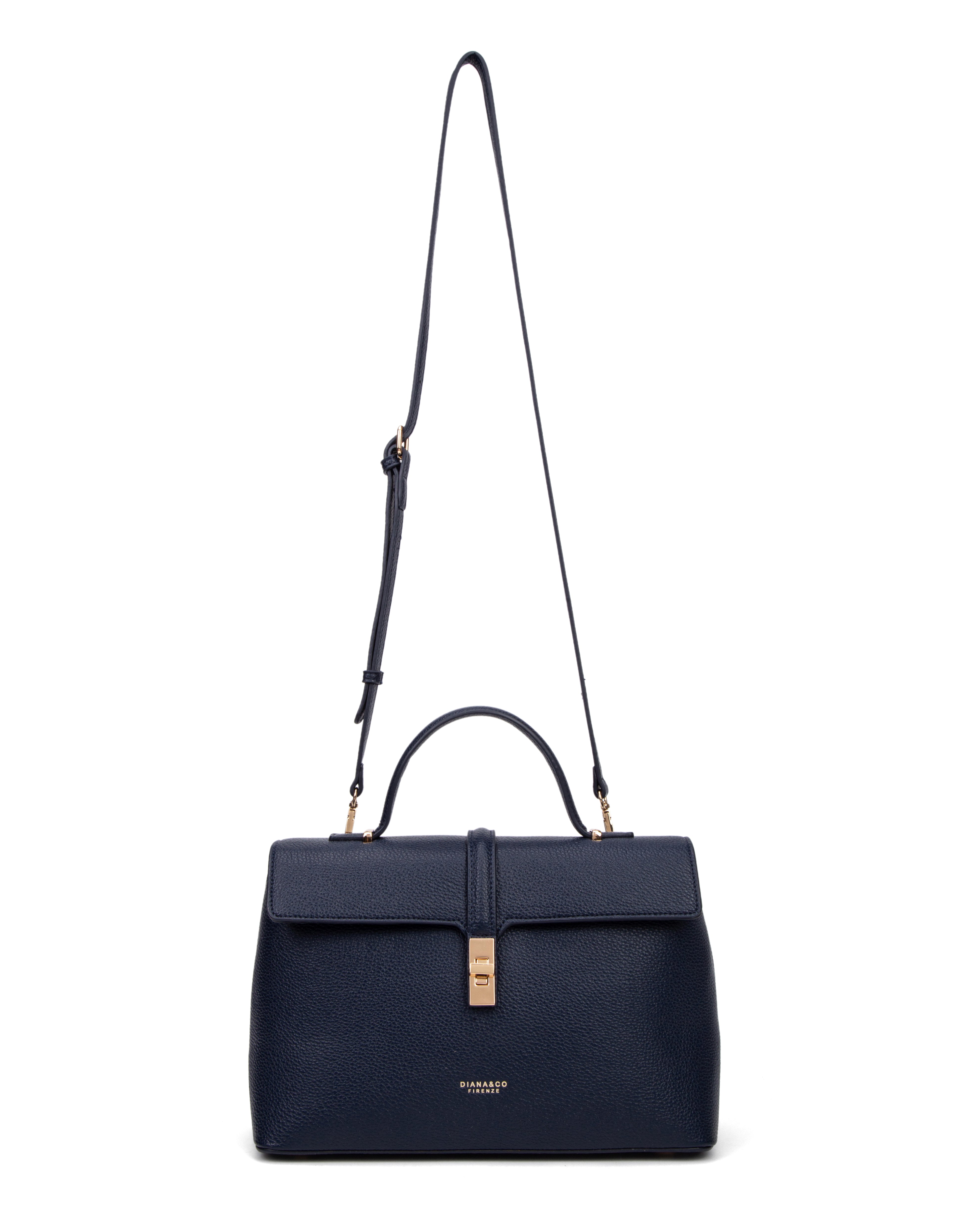 Borsa a mano da donna 100% pelle vegana PU 755-2PT-NAVYBLUE Diana&co