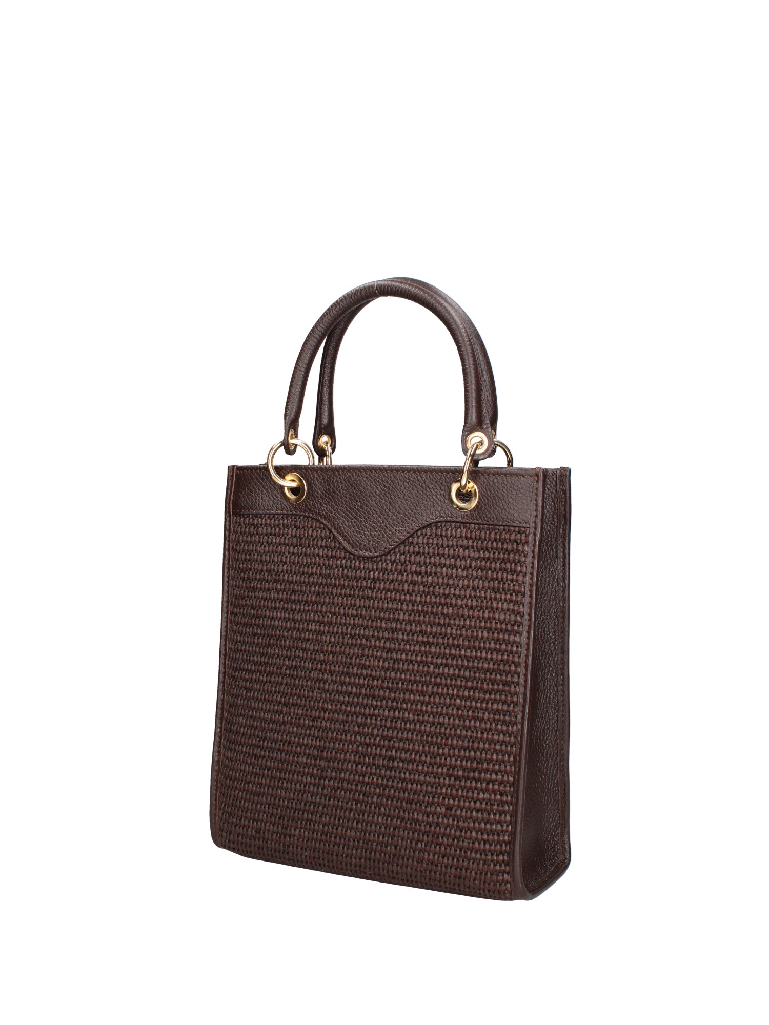 Borsa a mano da donna Misto pelle e tessuto 07149-D23 T.MORO Roberta Rossi