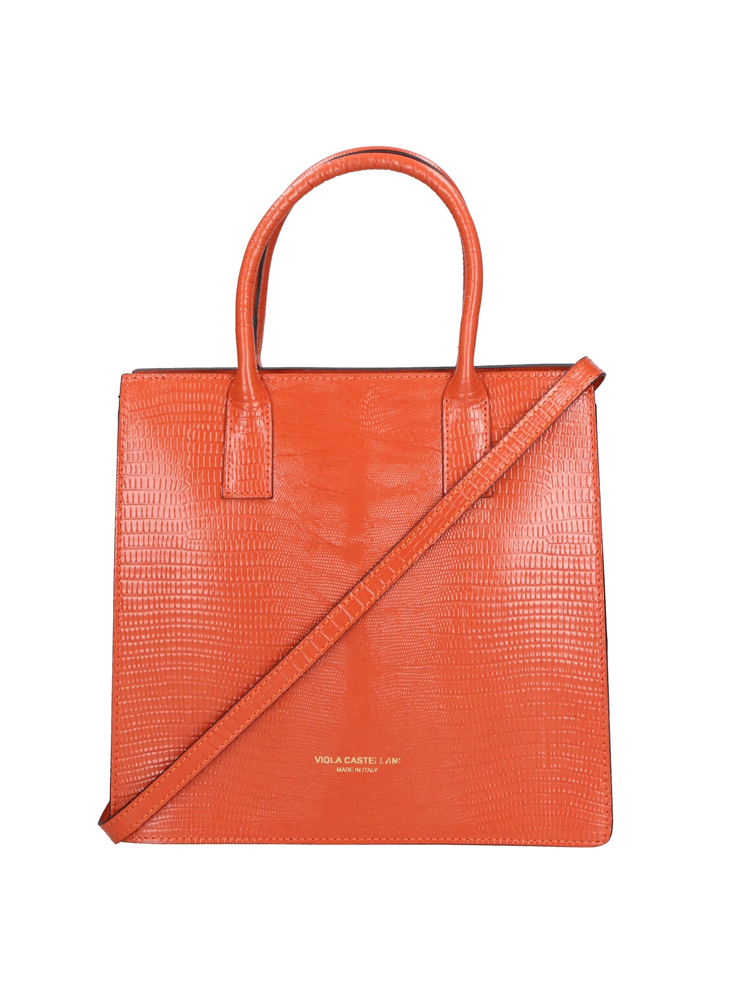 Giulia Borsa a mano da donna Vera pelle effetto cocco 468W-LU35 MATTONE Viola Castellani
