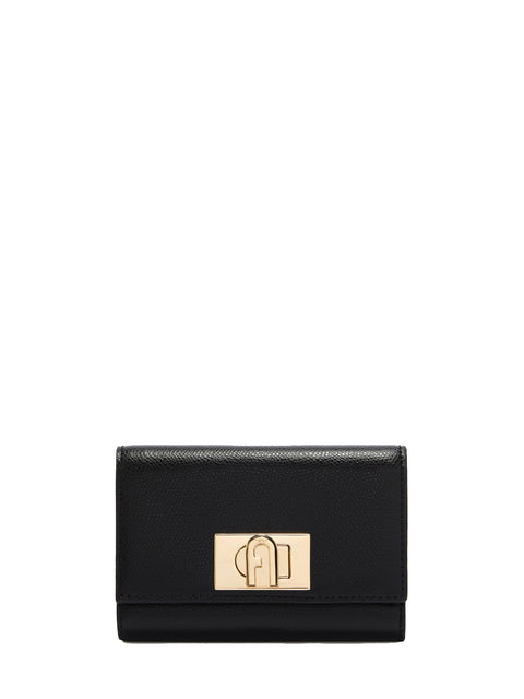 Portafoglio Donna Palmellato in Vera Pelle Nero