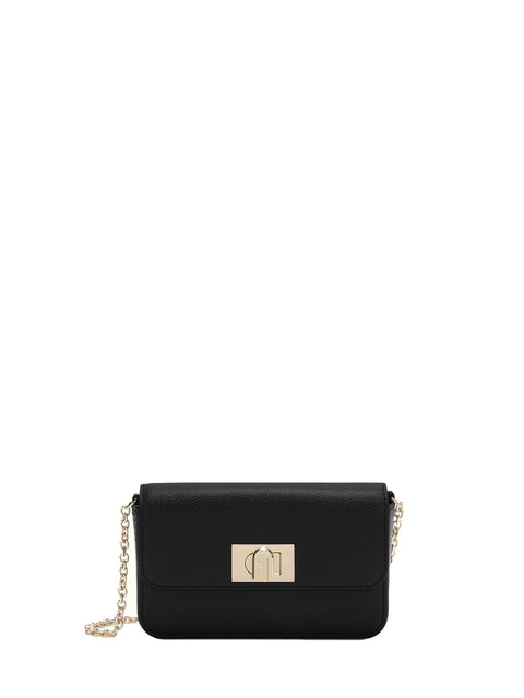 Borsa a Tracolla in Palmellato Leather Nero