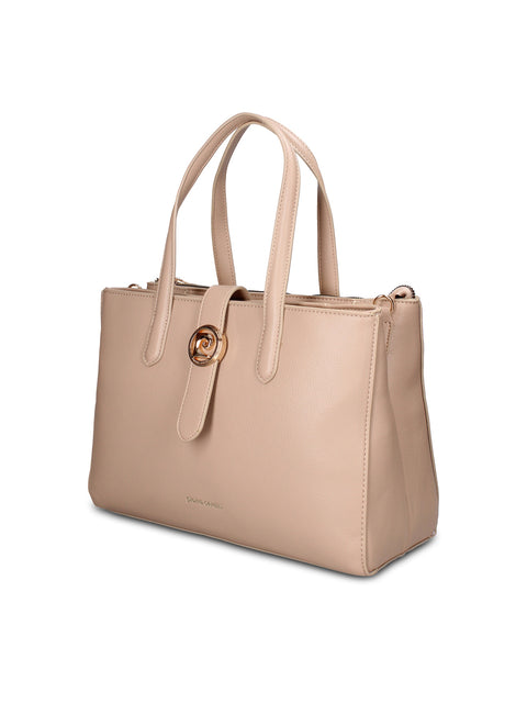 Borsa a Mano in Pelle Vegana Taupe