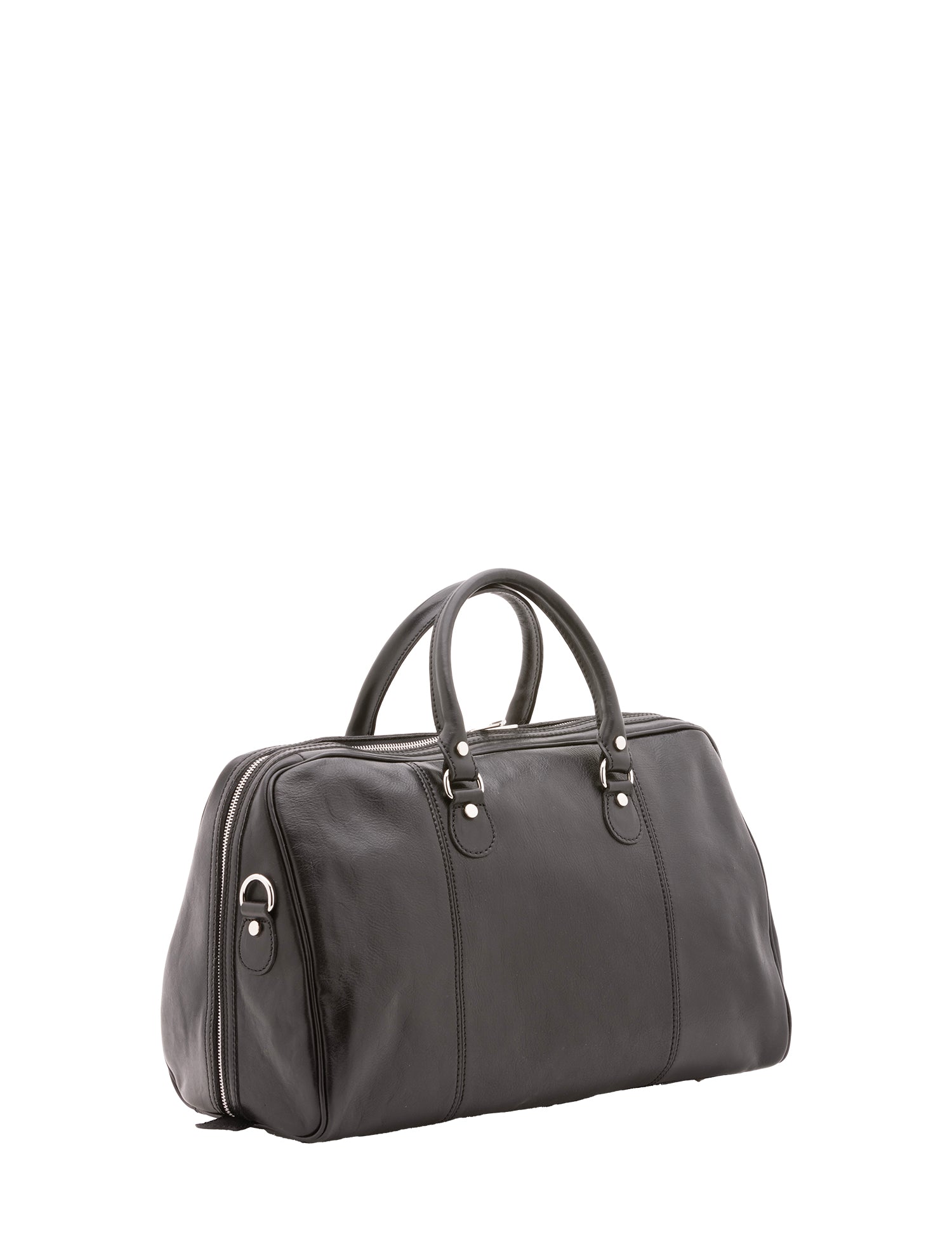 Borsa da viaggio unisex in vera pelle 100% cotone 4040-NERO Alessia Firenze
