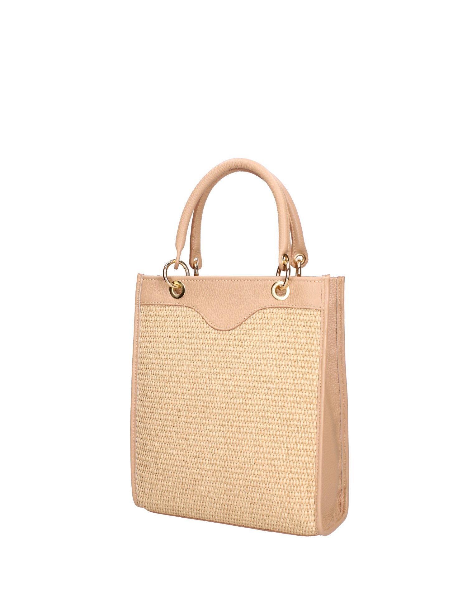 Borsa a mano da donna Misto pelle e tessuto 07149-D81 SABBIA Roberta Rossi