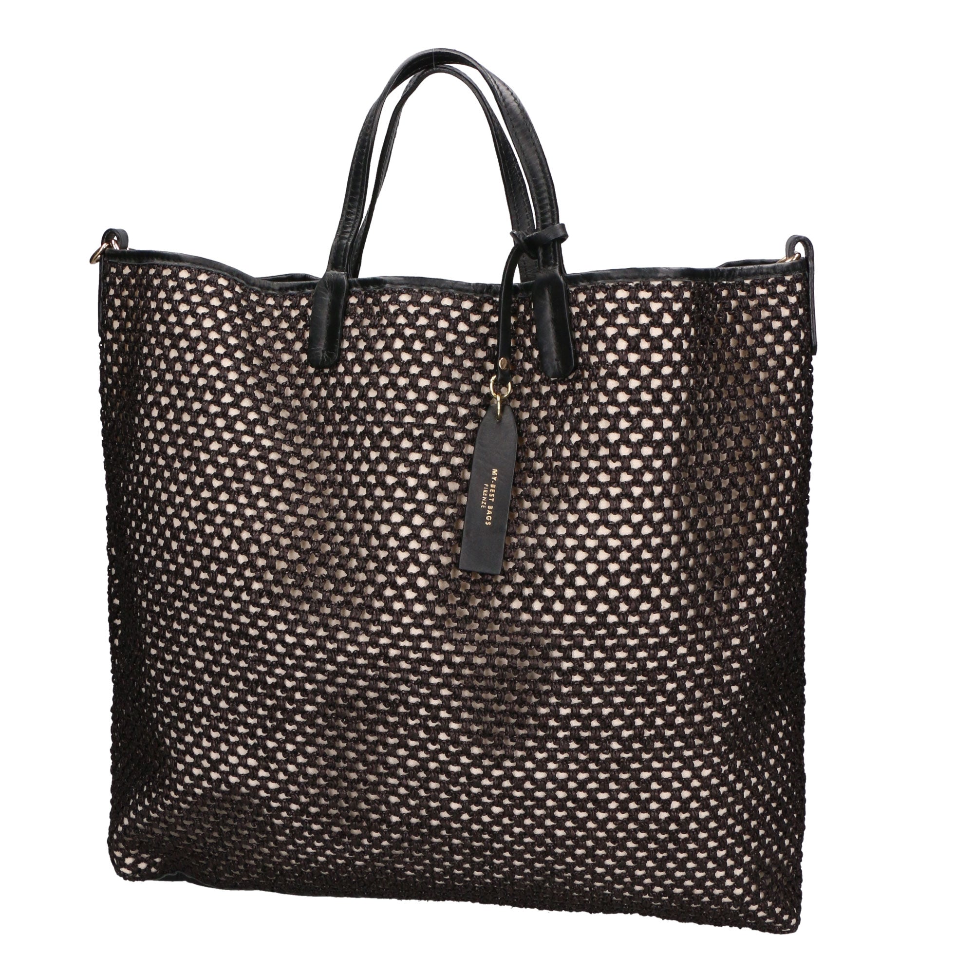 Borsa a mano da donna Paglia e pelle MYB-7027-SS-NERO My Best Bag