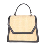 Borsa a mano da donna Pelle e Paglia X12-P218 NERO Roberta Rossi