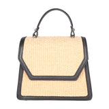 Borsa a mano da donna Pelle e Paglia X12-P218 NERO Roberta Rossi