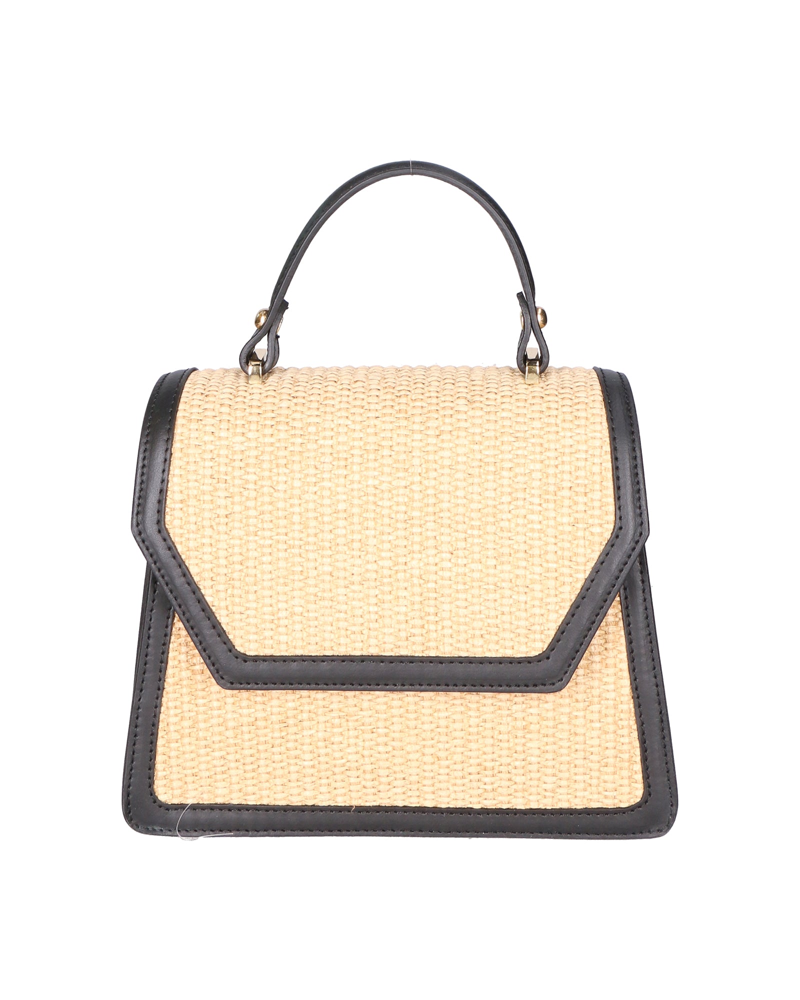 Borsa a mano da donna Pelle e Paglia X12-P218 NERO Roberta Rossi