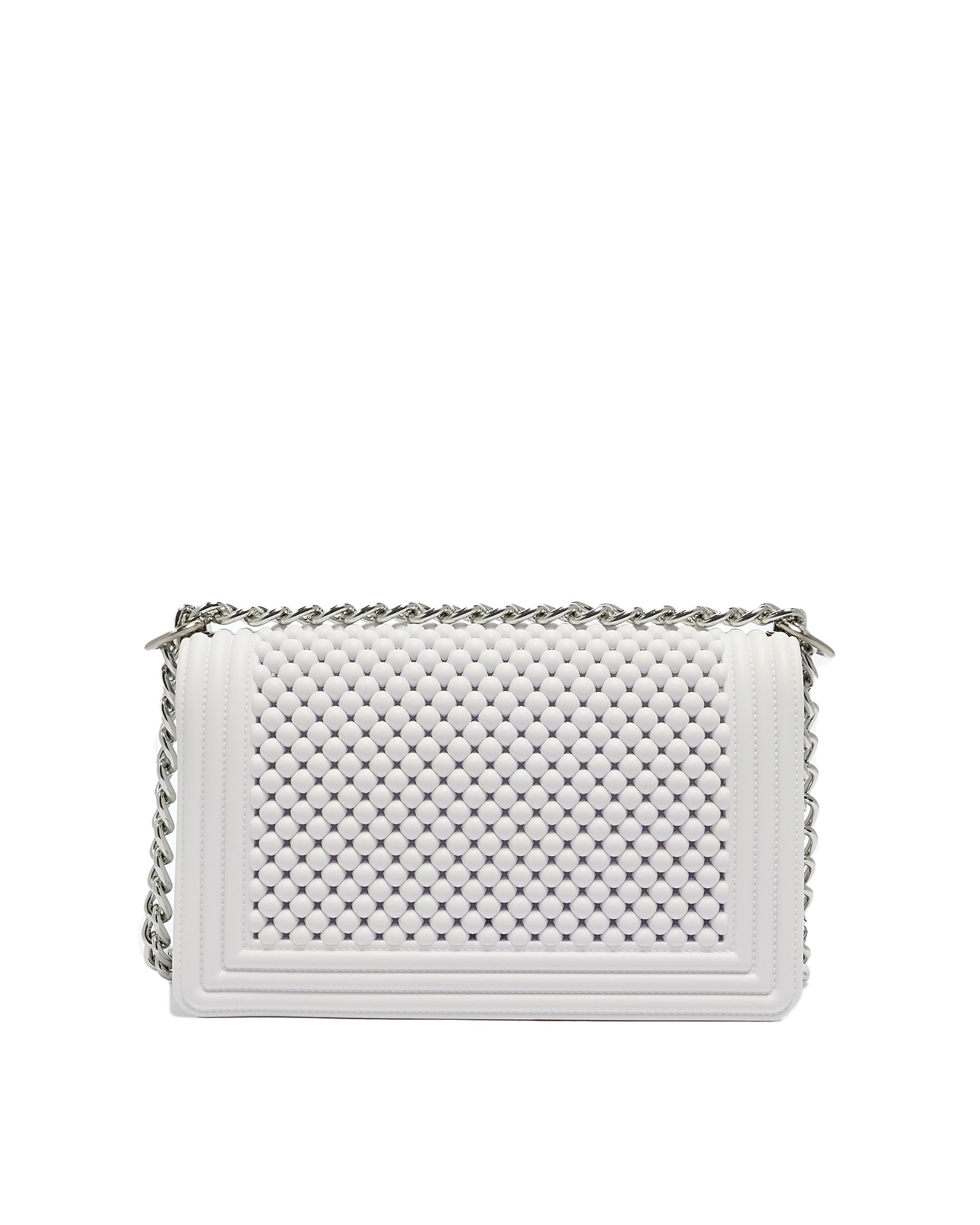 Borsa a mano da donna 100% Pvc FLAT M BALL-OFF BLANC + BRUSH SILVER Marc Ellis