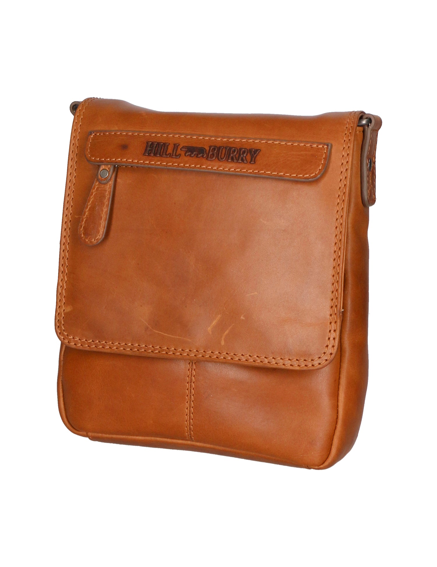 Borsa a tracolla da uomo in vera pelle RFID HILB-6155-CUOIO Hill Burry