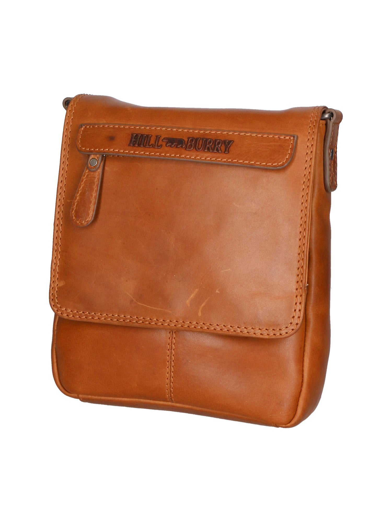 Borsa a tracolla da uomo in vera pelle RFID HILB-6155-CUOIO Hill Burry