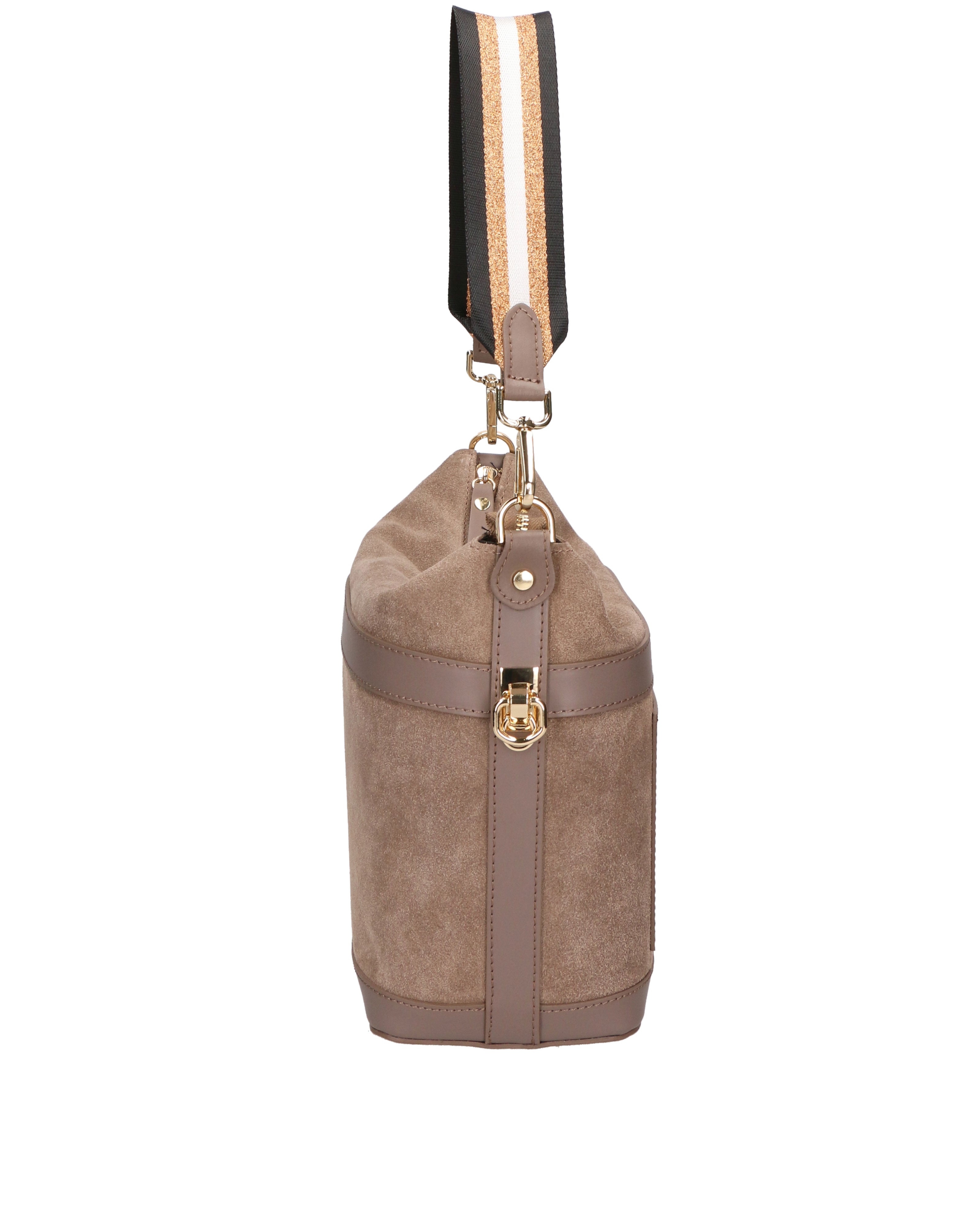 Vera pelle 04163-L134 TAUPE SCURO +SC11 TAUPE SCURO Borsa a spalla da donna Elowen Ultra Chiara Ferretti