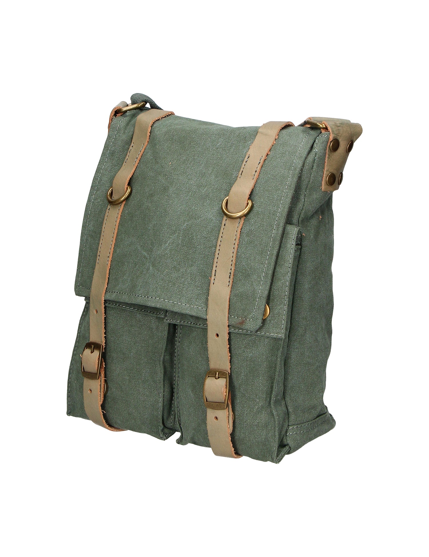 Milena Borsa a tracolla unisex Canvas e vera pelle ZG3009-VERDE GREEN Gave Lux
