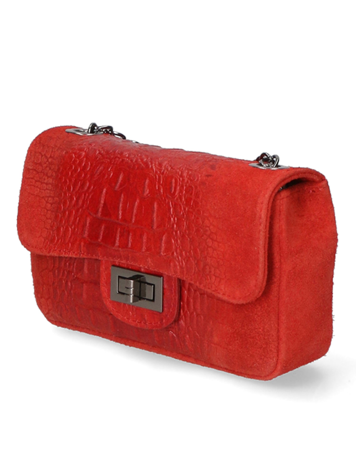 Camilla Borsa a tracolla da donna Pelle scamosciata croco 10029-ROSSO RED Gave Lux