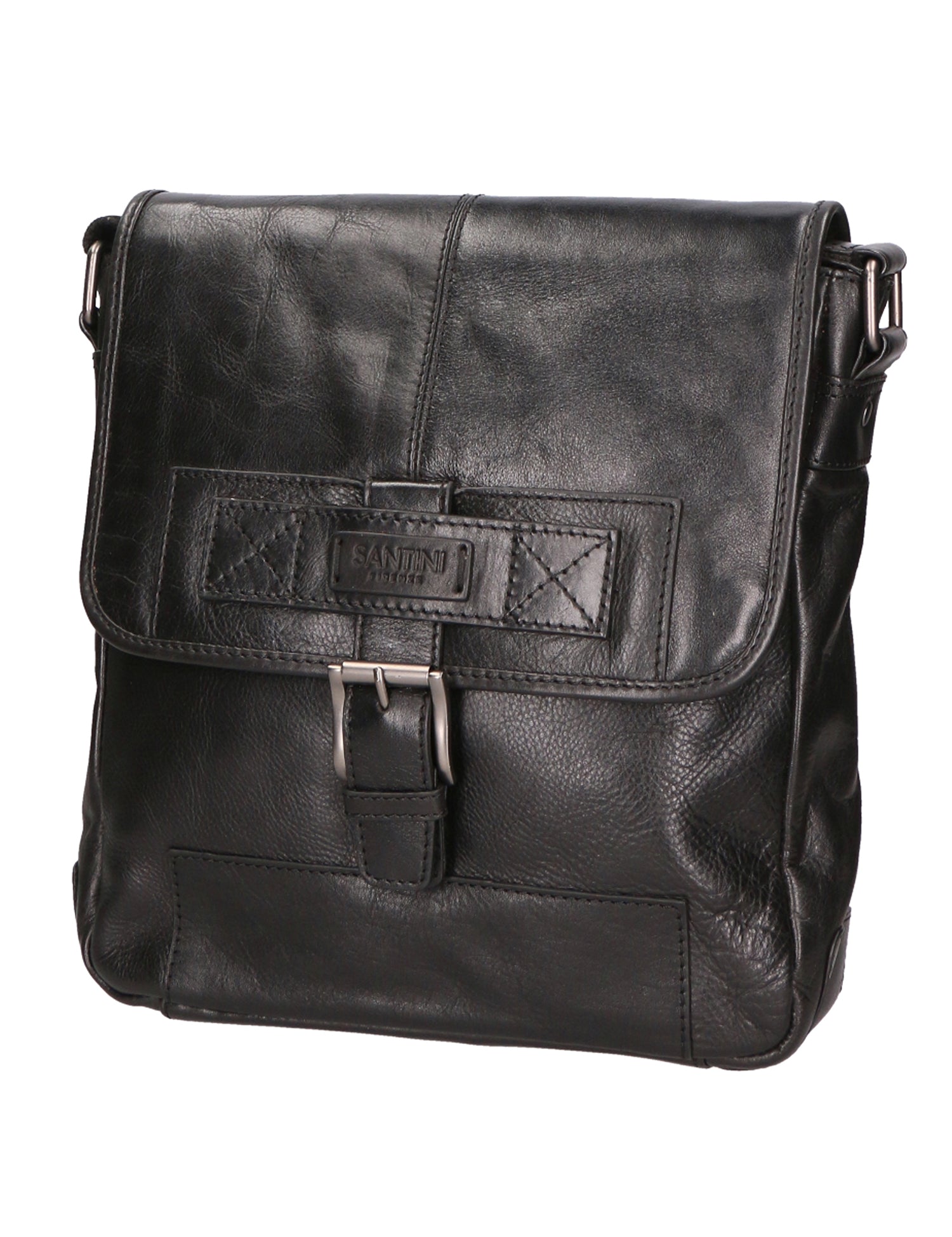 Borsa a tracolla unisex vera pelle 100% pelle SN5861547-BLACK Santini Firenze