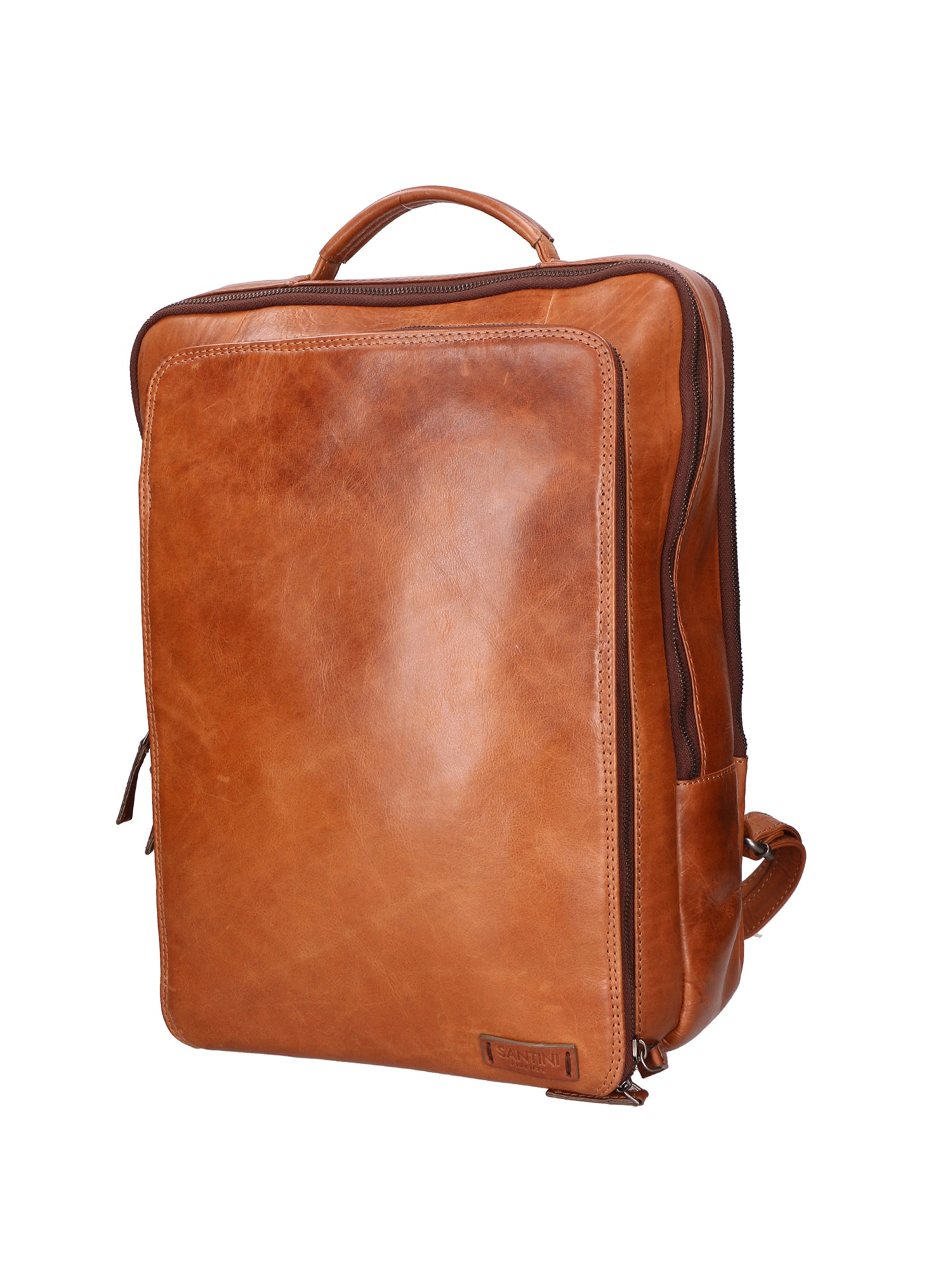 Zaino unisex in vera pelle Made in Italy Pelle di vacchetta ingrassata SN5863347-TAN Santini Firenze