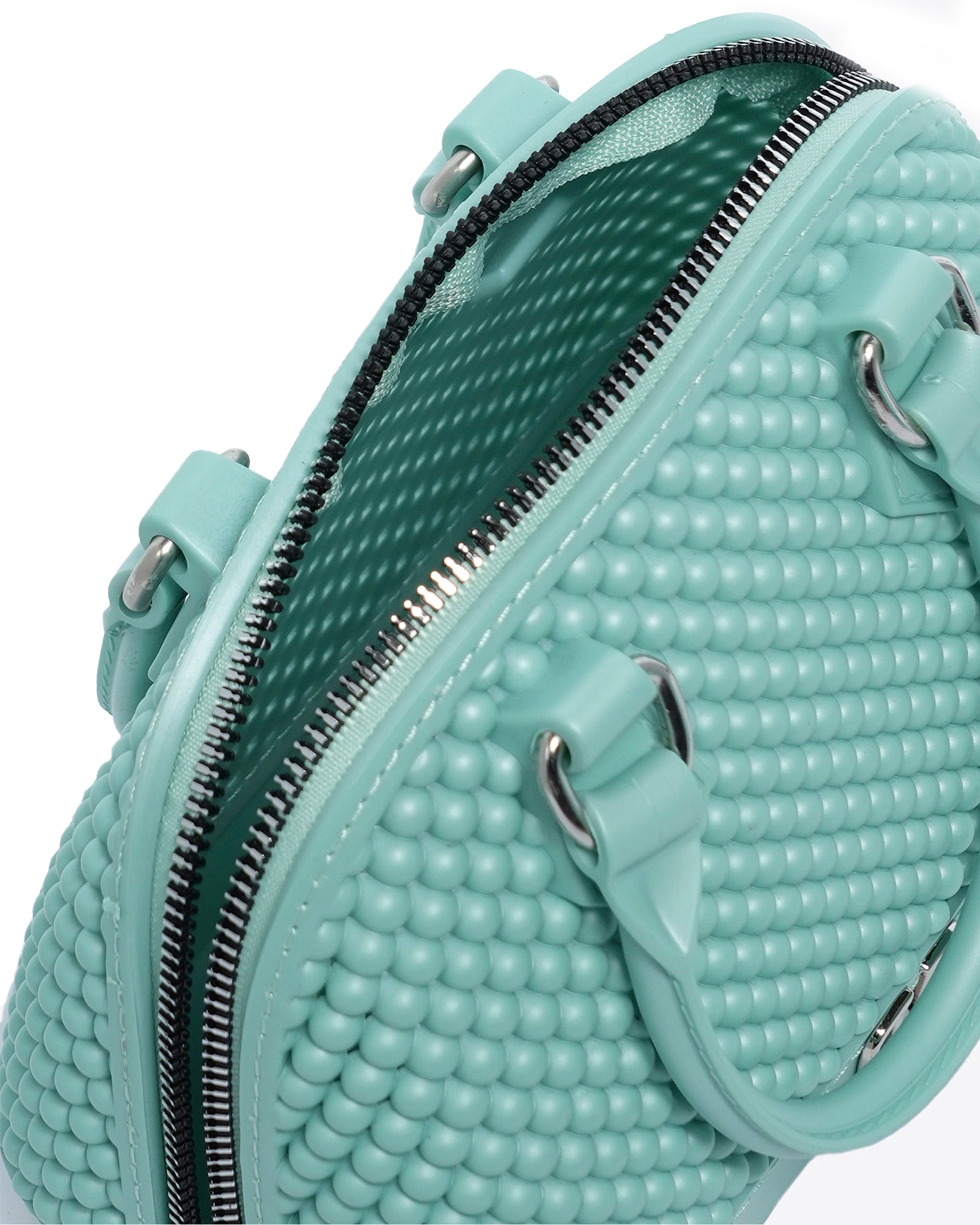 Borsa a mano da donna 100% Pvc FLAT XS BALL-VERDE ACQUA + SILVER Marc Ellis