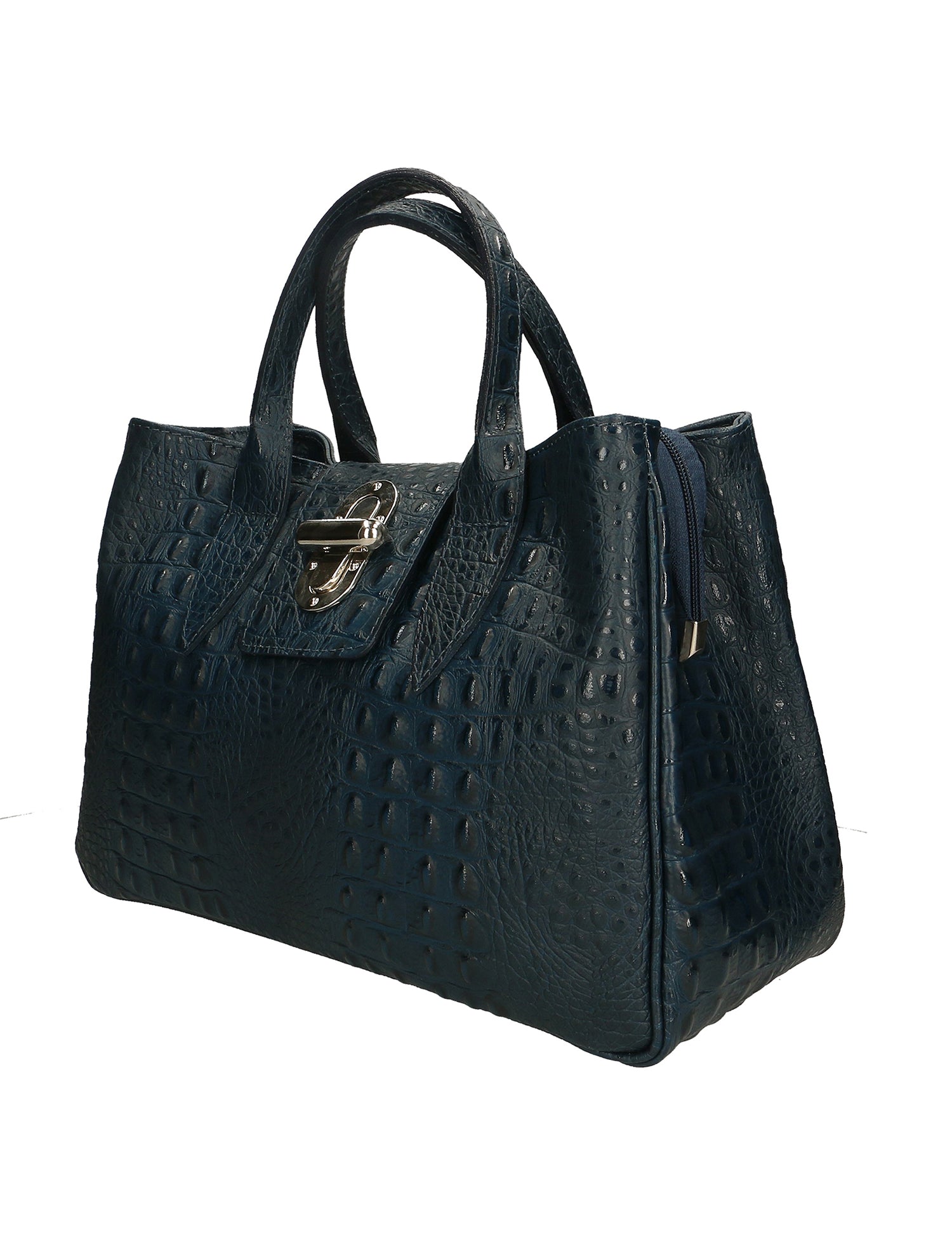 Ascoli Borsa a mano da donna Pelle stampata cocco 7718-DARK BLUE Gave Lux