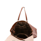 Borsa da viaggio unisex in vera pelle 100% cotone 4066-MARRONE Alessia Firenze