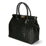 Deborah Borsa a mano da donna Pelle Croco Stampata 7727-C28 NERO Gave Lux