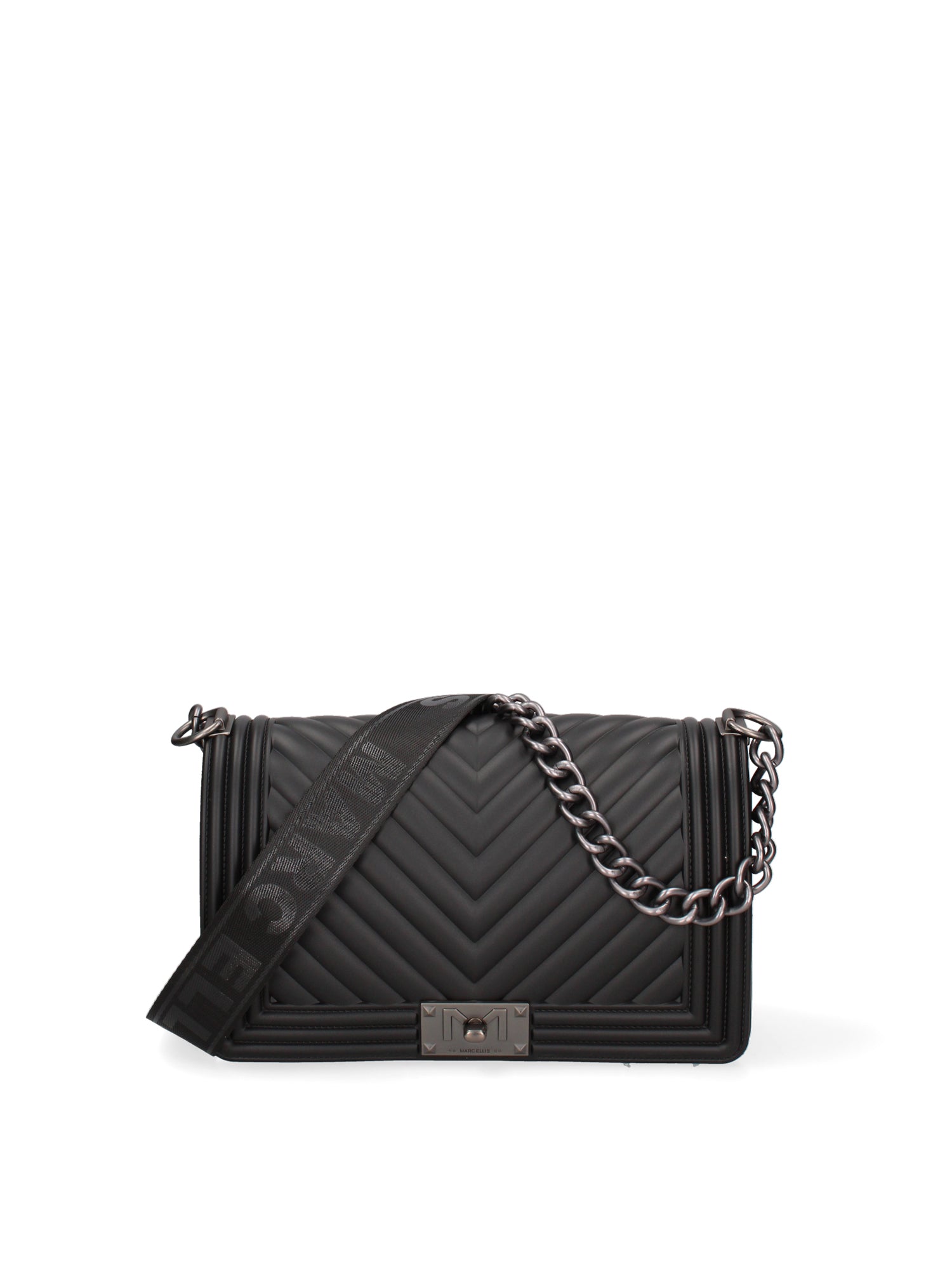 Borsa a mano da donna 100% Pvc FLAT-M 24-BLACK - SATIN CDF Marc Ellis