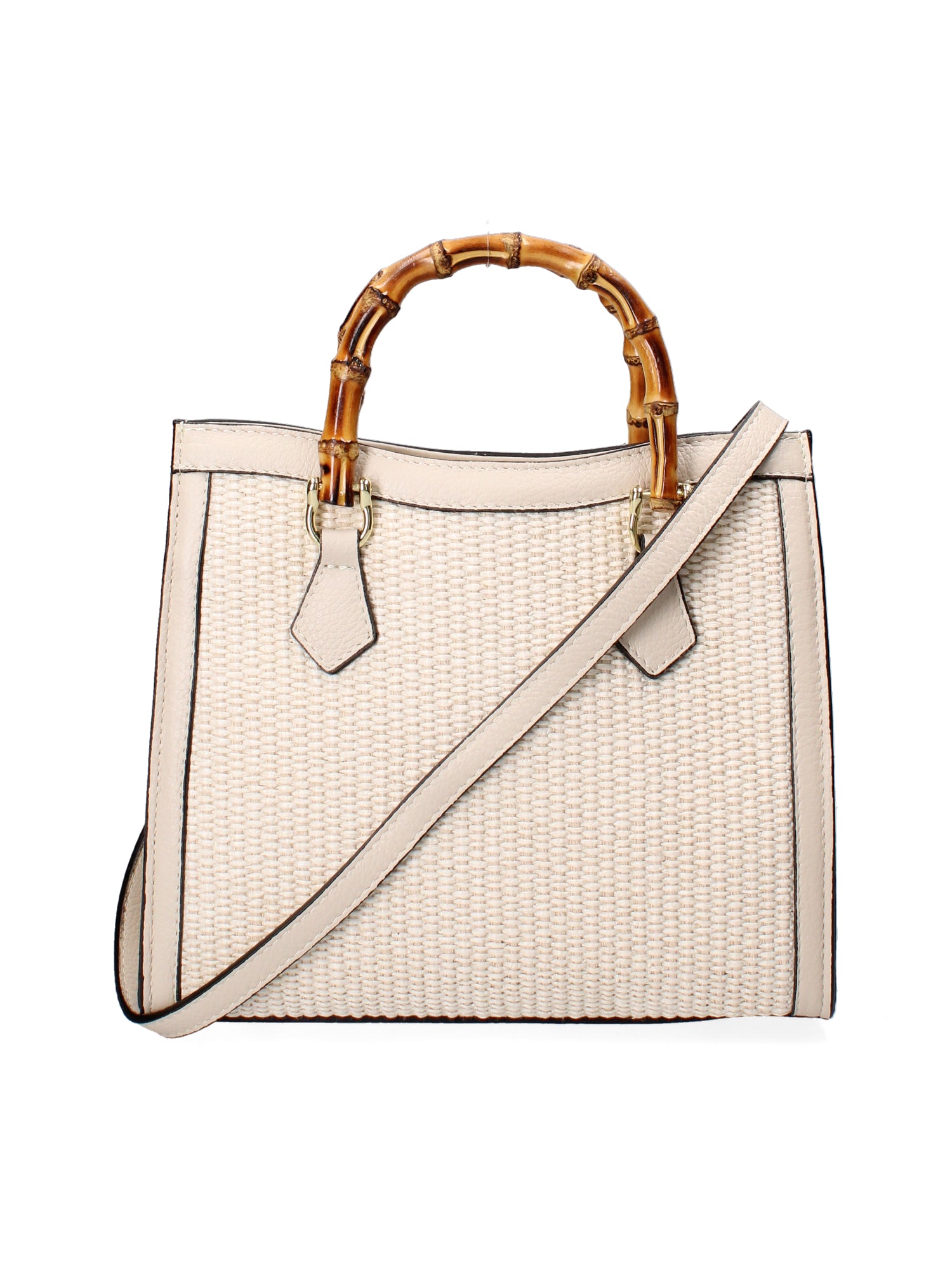Aella Borsa a mano da donna Paglia e Vera Pelle 5097-148 BEIGE+D37 LATTE Gave Lux