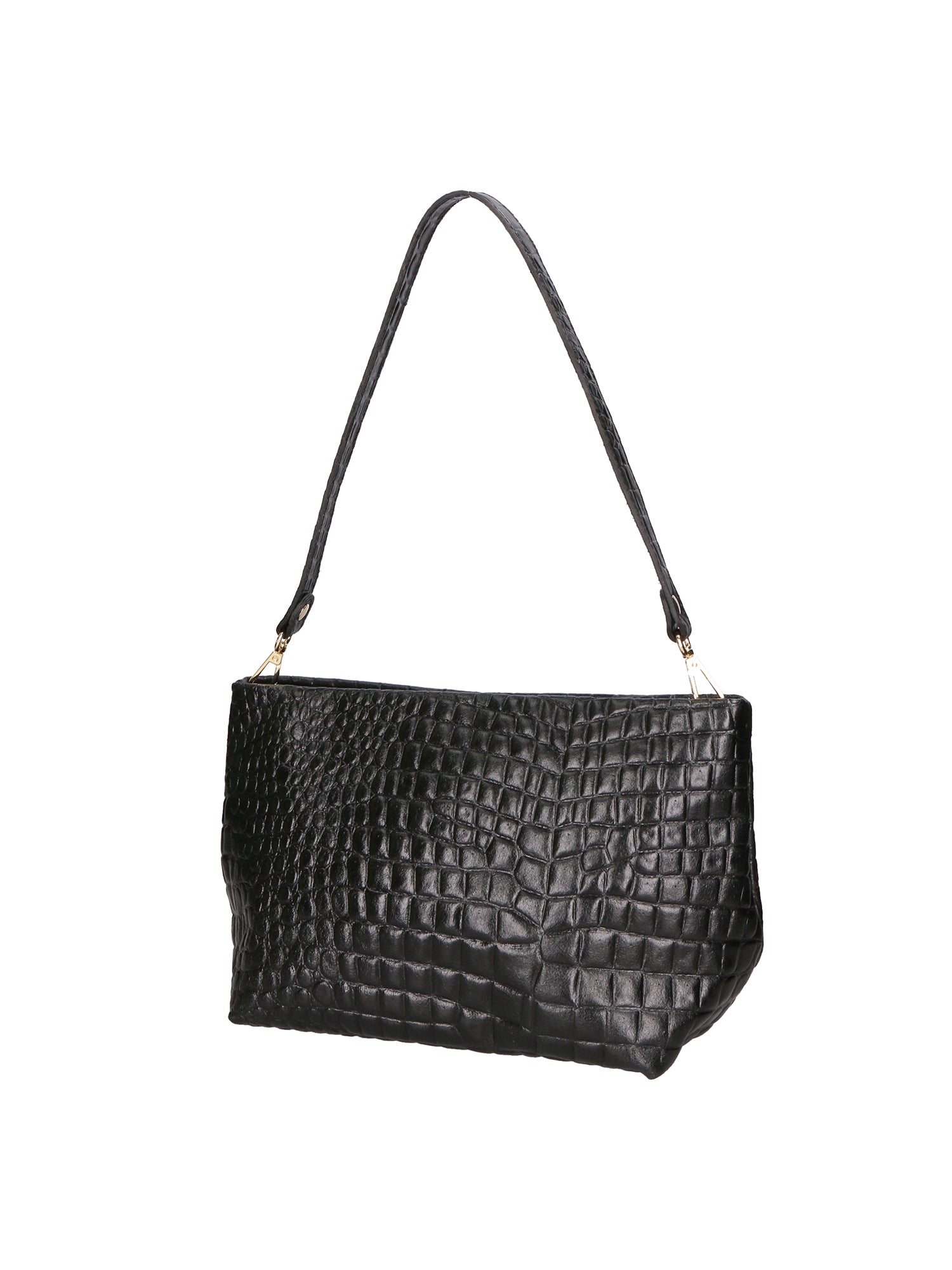 Lorelei Borsa a spalla da donna Vera pelle croco 06498-019 NERO Gave Lux